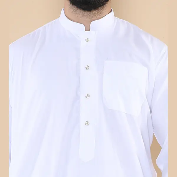 104 Mens White Muslim Nehru Collar Eid Thobe 4