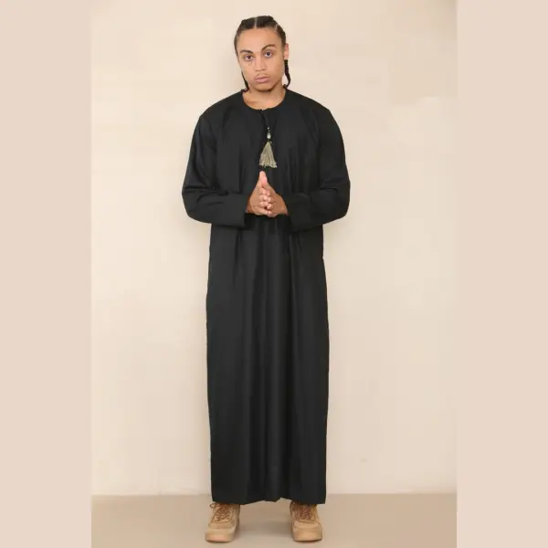 105 Mens Black Gold Omani Eid Tassel Thobe Jubba Thobez 2