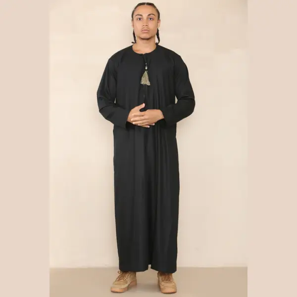 105 Mens Black Gold Omani Eid Tassel Thobe Jubba Thobez 3