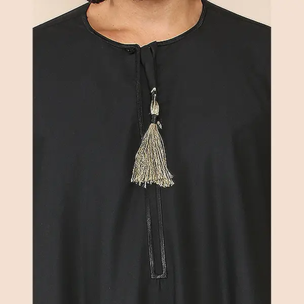 105 Mens Black Gold Omani Eid Tassel Thobe Jubba Thobez 4