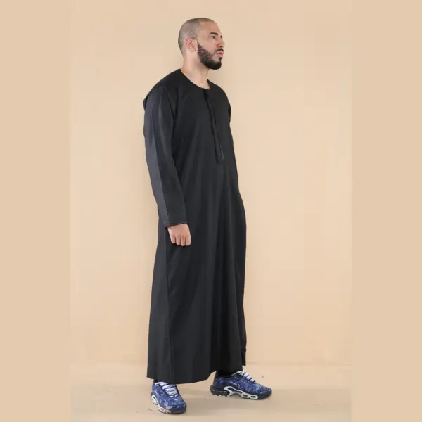 105 Mens Black Omani Eid Tassel Thobe Jubba Thobez 5