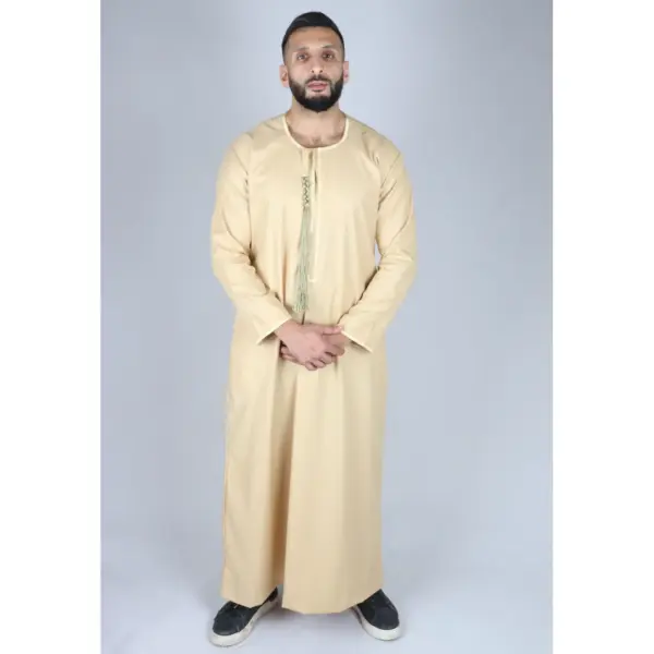 105 Mens Cream Omani Eid Tassel Thobe Jubba Thobez 4