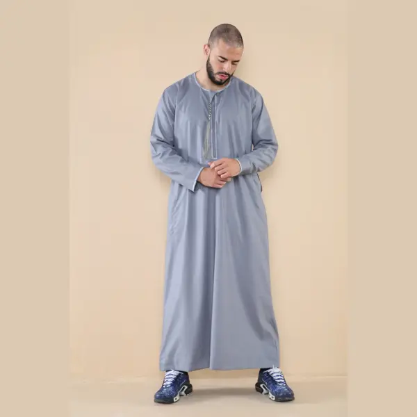 105 Mens Grey Omani Eid Tassel Thobe Jubba Thobez 3