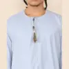105 - Men's Light Blue Omani Eid Tassel Thobe Jubba - Image 3