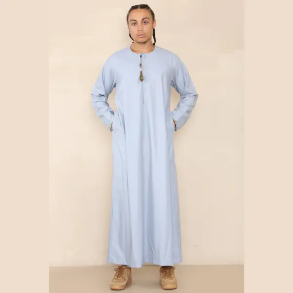 105 Mens Light Blue Omani Eid Tassel Thobe Jubba Thobez 5