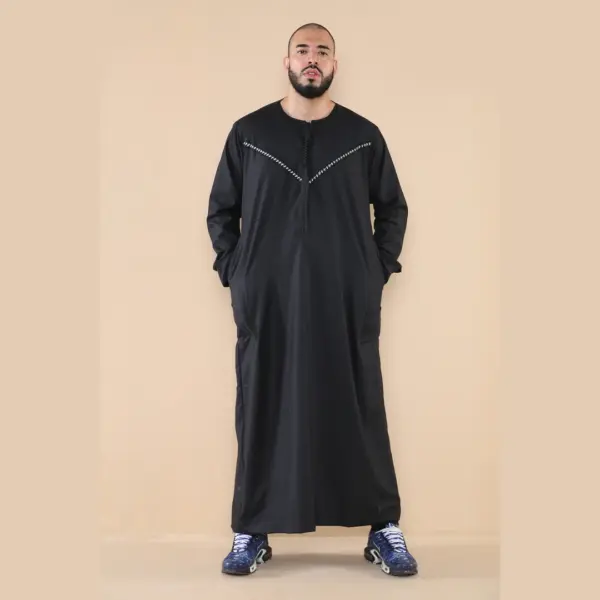 106 Mens Black Omani Eid Tassel Thobe Jubba Thobez 3