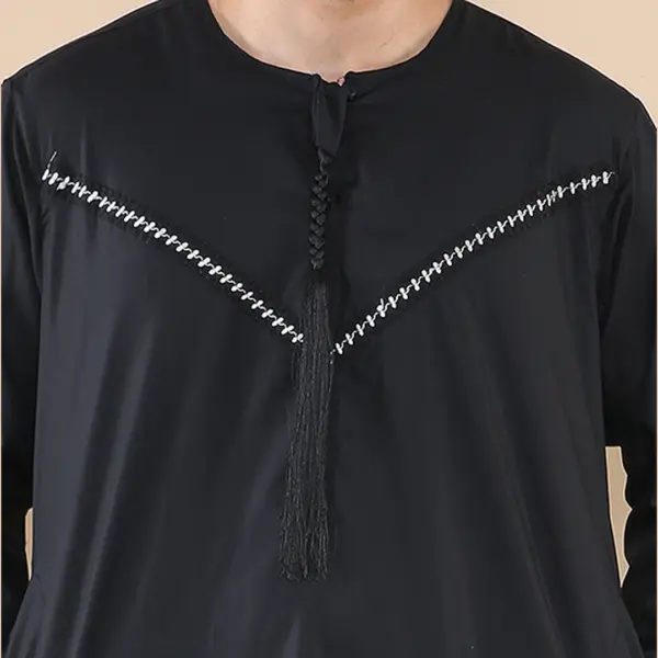 106 Mens Black Omani Eid Tassel Thobe Jubba Thobez 4