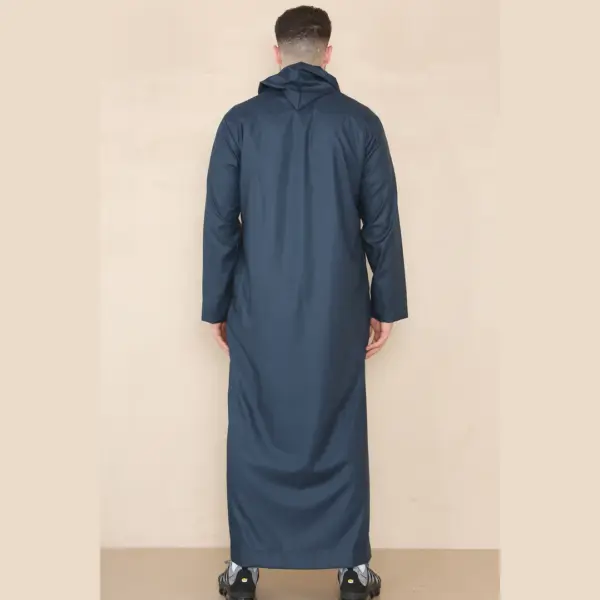 108 Mens Navy Muslim Slim or Regular Fit Hooded Thobe 6