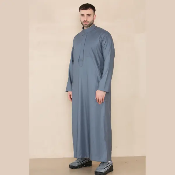 109 Mens Grey Muslim Eid Thobe with Nehru Collar 3