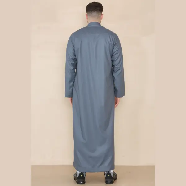 109 Mens Grey Muslim Eid Thobe with Nehru Collar 5