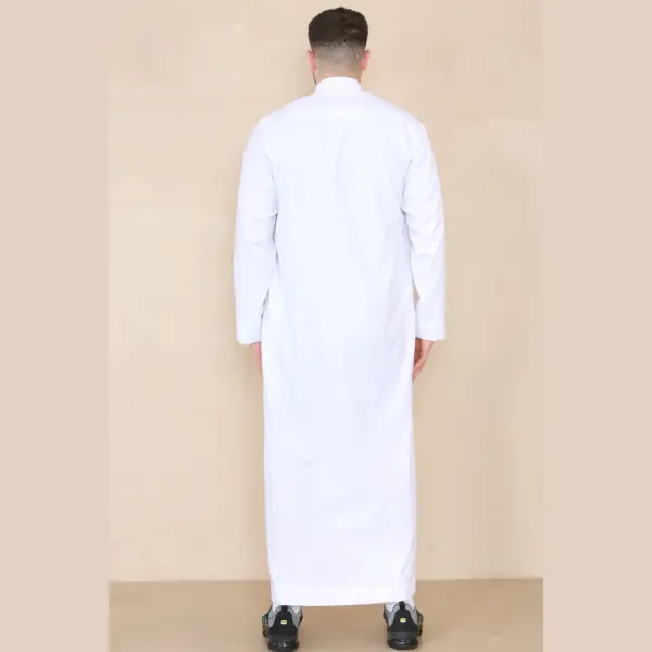 109 Mens White Muslim Eid Thobe with Nehru Collar 6