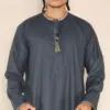 110 - Men's Grey Islamic Eid Thobe Jubba with Tassel - Image 2