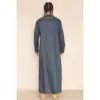 110 - Men's Grey Islamic Eid Thobe Jubba with Tassel - Image 6
