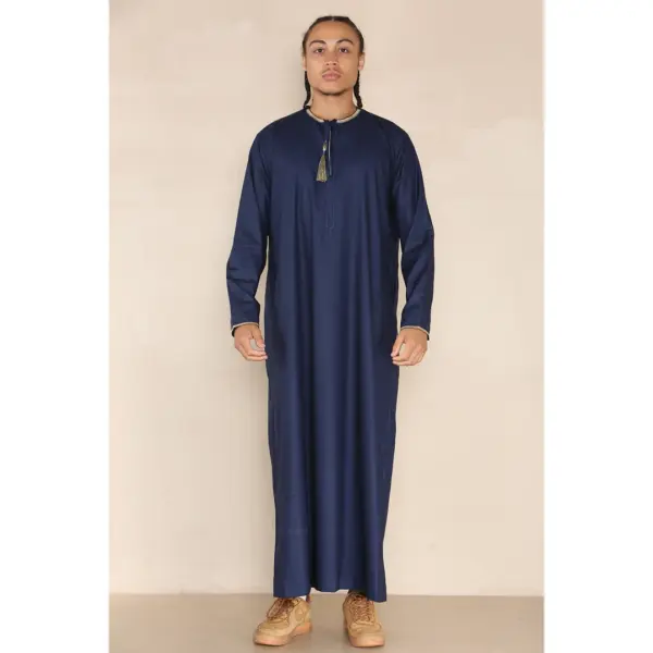 110 Mens Navy Muslim Eid Thobe with Nehru Collar 3