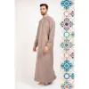 112 - Men's Beige Stand Collar Thobe Islamic Clothing - Image 2