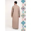 112 - Men's Beige Stand Collar Thobe Islamic Clothing - Image 5