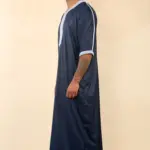 HM61 - Men's Navy Moroccan Blue Embroidery Gandoura - Image 4