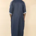 HM61 - Men's Navy Moroccan Blue Embroidery Gandoura - Image 6