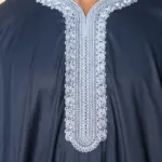HM61 - Men's Navy Moroccan Blue Embroidery Gandoura - Image 7