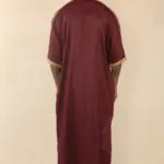 HM63 - Men's Burgundy Moroccan Thobe Gold Embroidery - Image 6