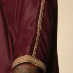HM63 - Men's Burgundy Moroccan Thobe Gold Embroidery - Image 8