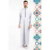 112 - Men's Off White Stand Collar Thobe Islamic Clothing