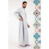 112 - Men's Off White Stand Collar Thobe Islamic Clothing - Image 2