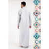 112 - Men's Off White Stand Collar Thobe Islamic Clothing - Image 5