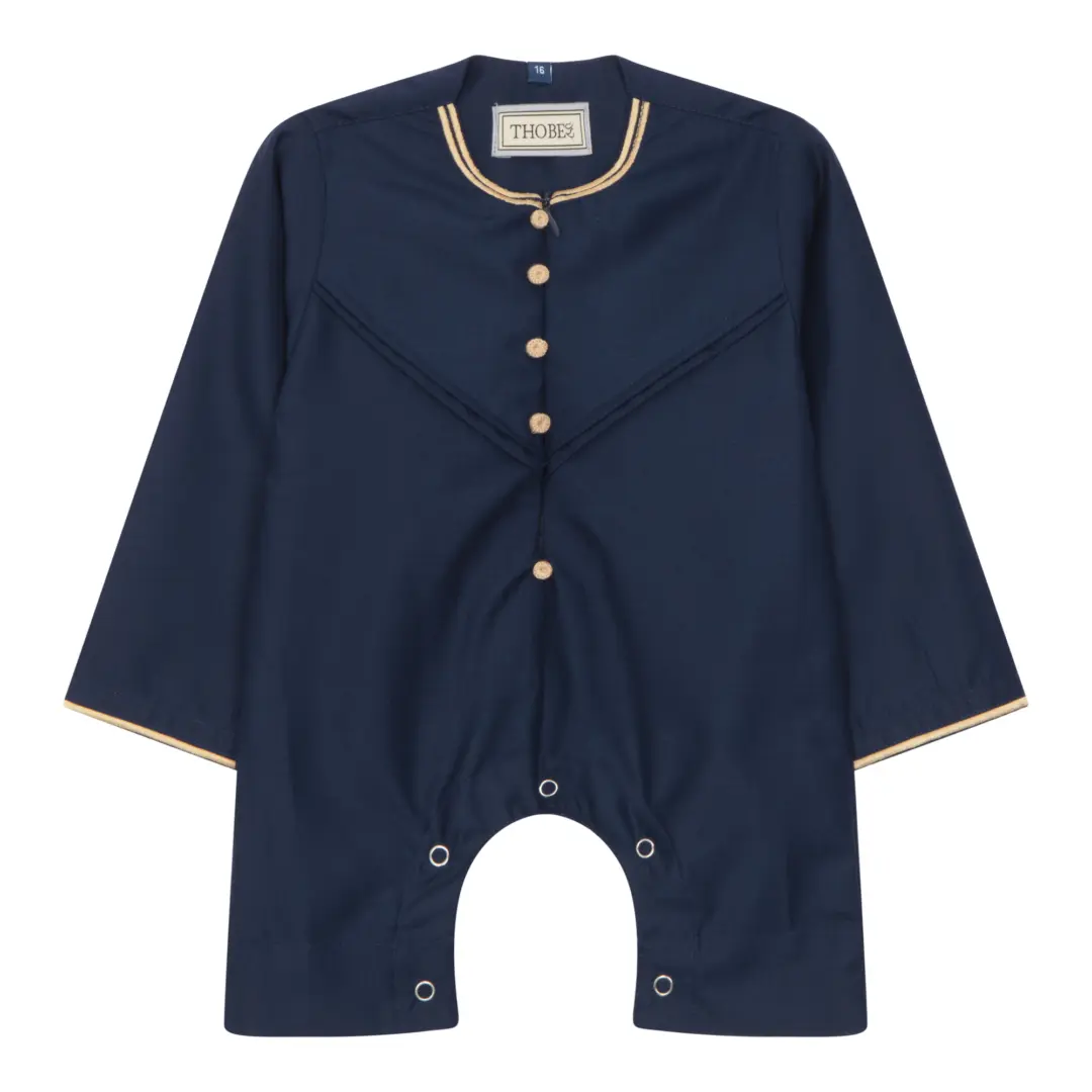 OE 300 Baby Navy Toddler Romper Thobe Gold Embroidery 1