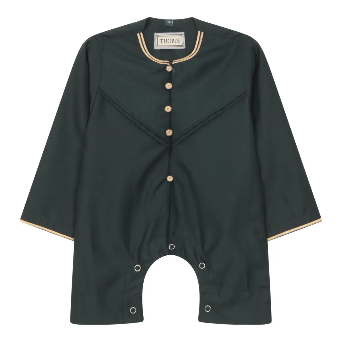 OE-300 - Baby Toddler Green Romper Thobe Gold Embroidery - Image 1