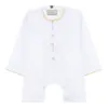 OE-300 - Baby Toddler White Romper Thobe Gold Embroidery