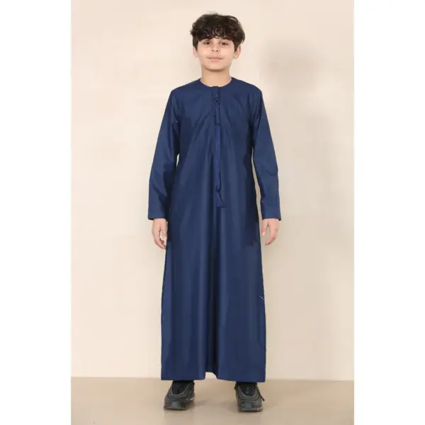 TT 001 Boys Navy Thobe Emirati Islamic Clothing String Tassel 3