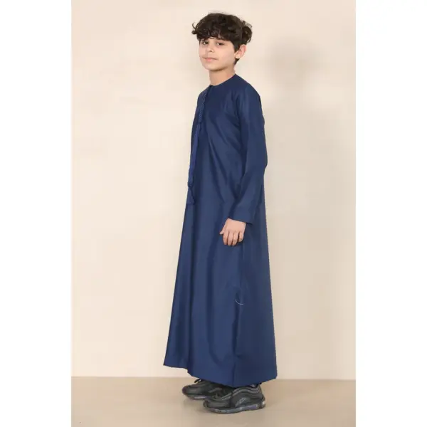 TT 001 Boys Navy Thobe Emirati Islamic Clothing String Tassel 4