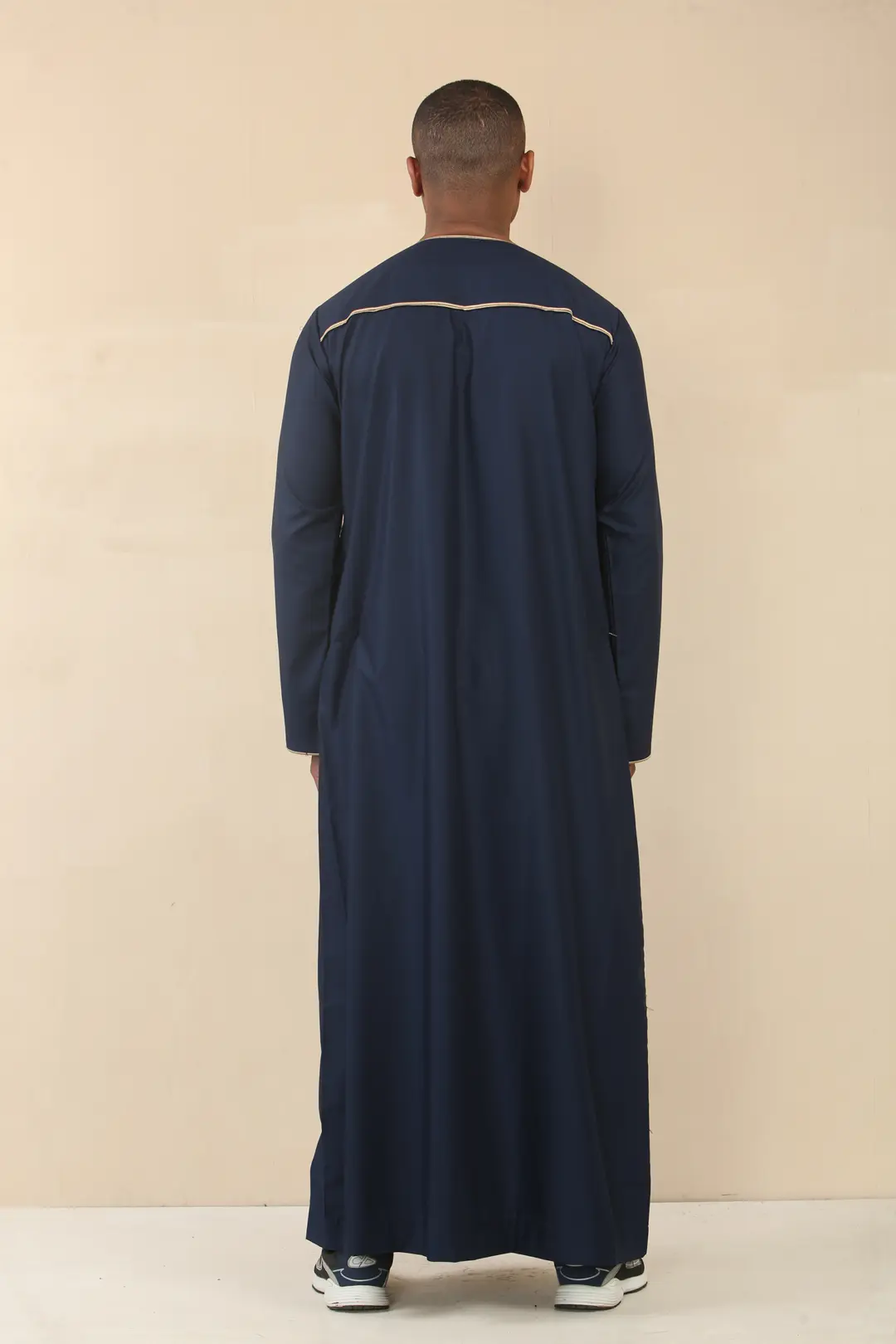 TT 003 Mens Navy Emirati Thobe Gold Tassel Embroidery 5