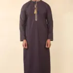 TT-003 - Men's Purple Emirati Thobe Gold Tassel Embroidery - Image 3