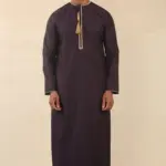 TT-003 - Men's Purple Emirati Thobe Gold Tassel Embroidery - Image 5