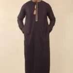TT-003 - Men's Purple Emirati Thobe Gold Tassel Embroidery - Image 6