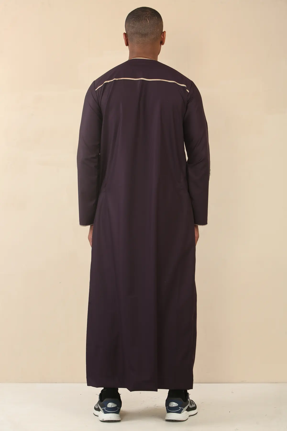 TT-003 - Men's Purple Emirati Thobe Gold Tassel Embroidery - Image 7