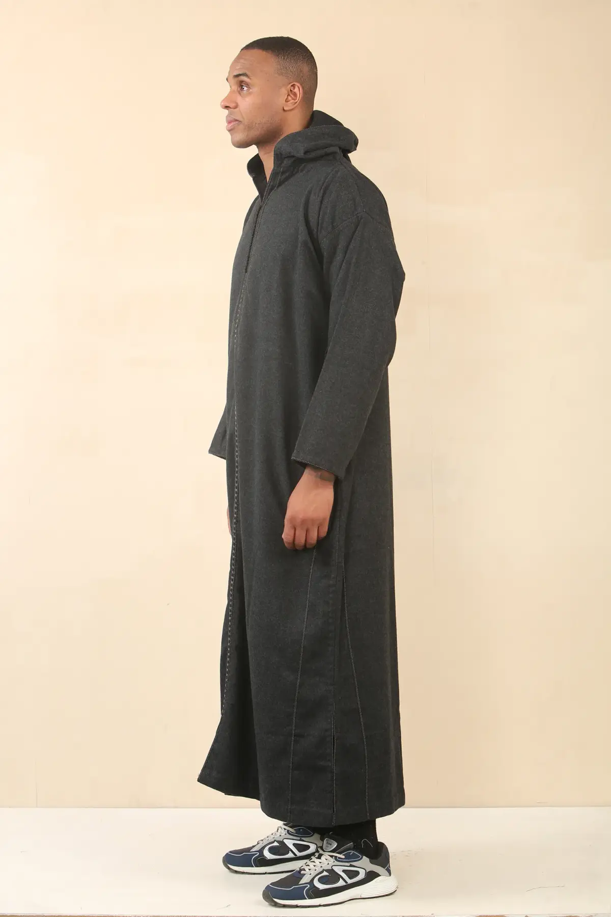 DML001 - Men's Black Moroccan Thobe Hooded Djellaba - Image 6
