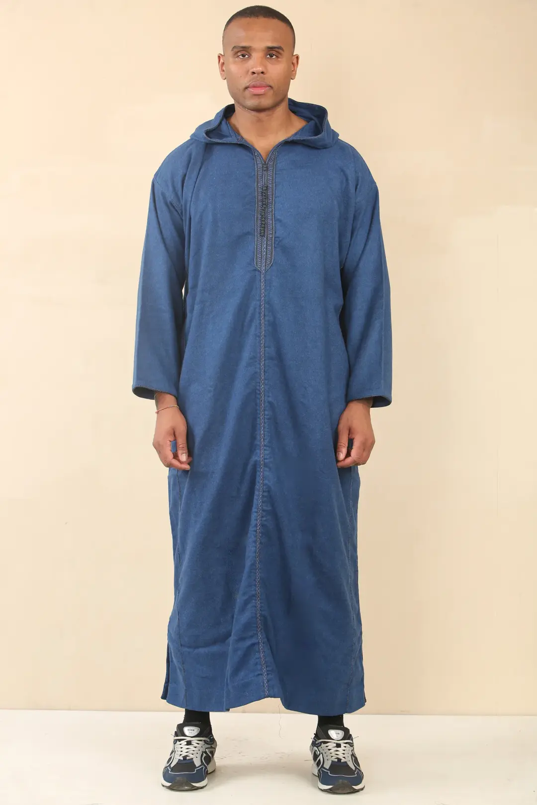 Thobez DML001 Mens Blue Moroccan Thobe Hooded Djellaba 1