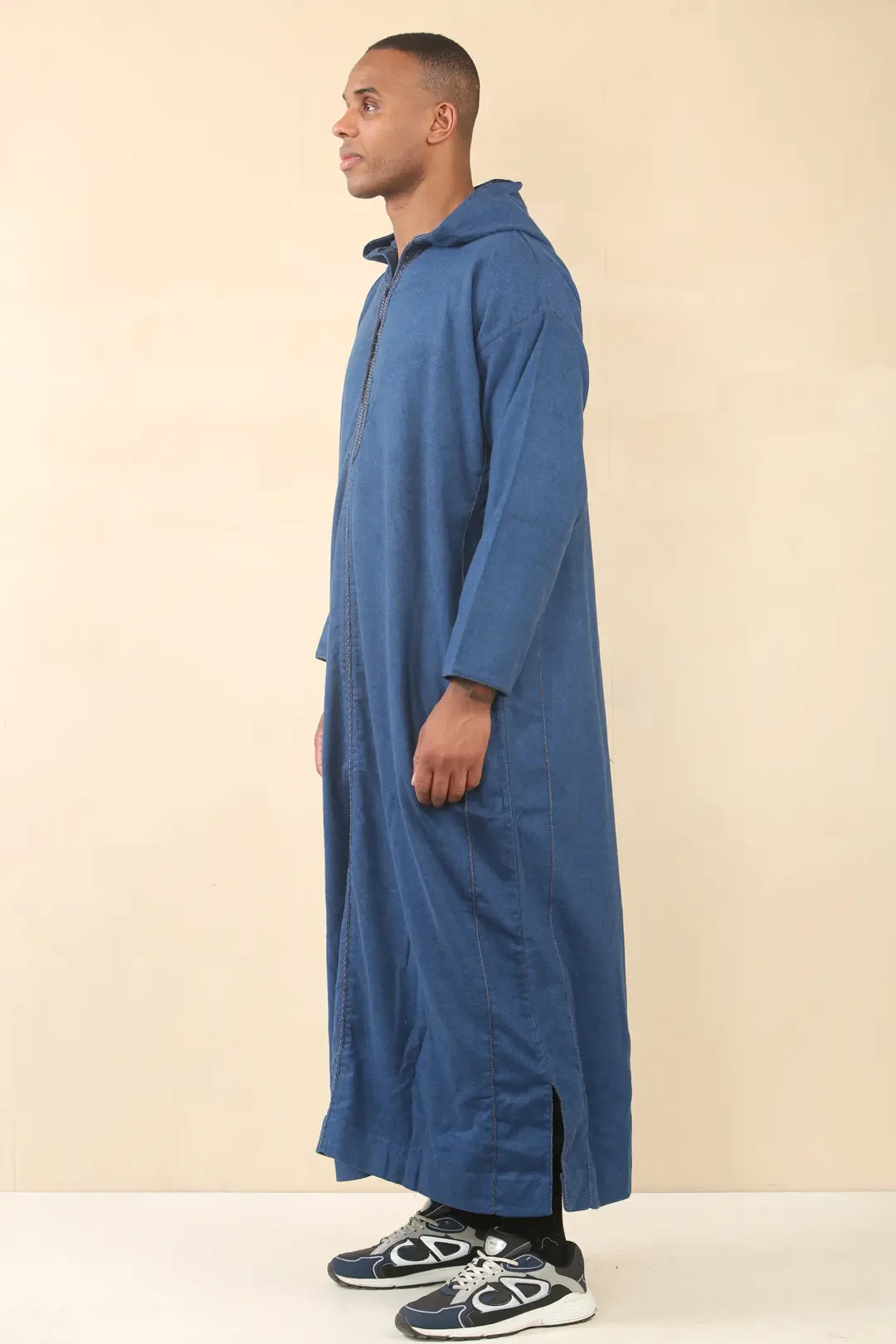 Thobez DML001 Mens Blue Moroccan Thobe Hooded Djellaba 4