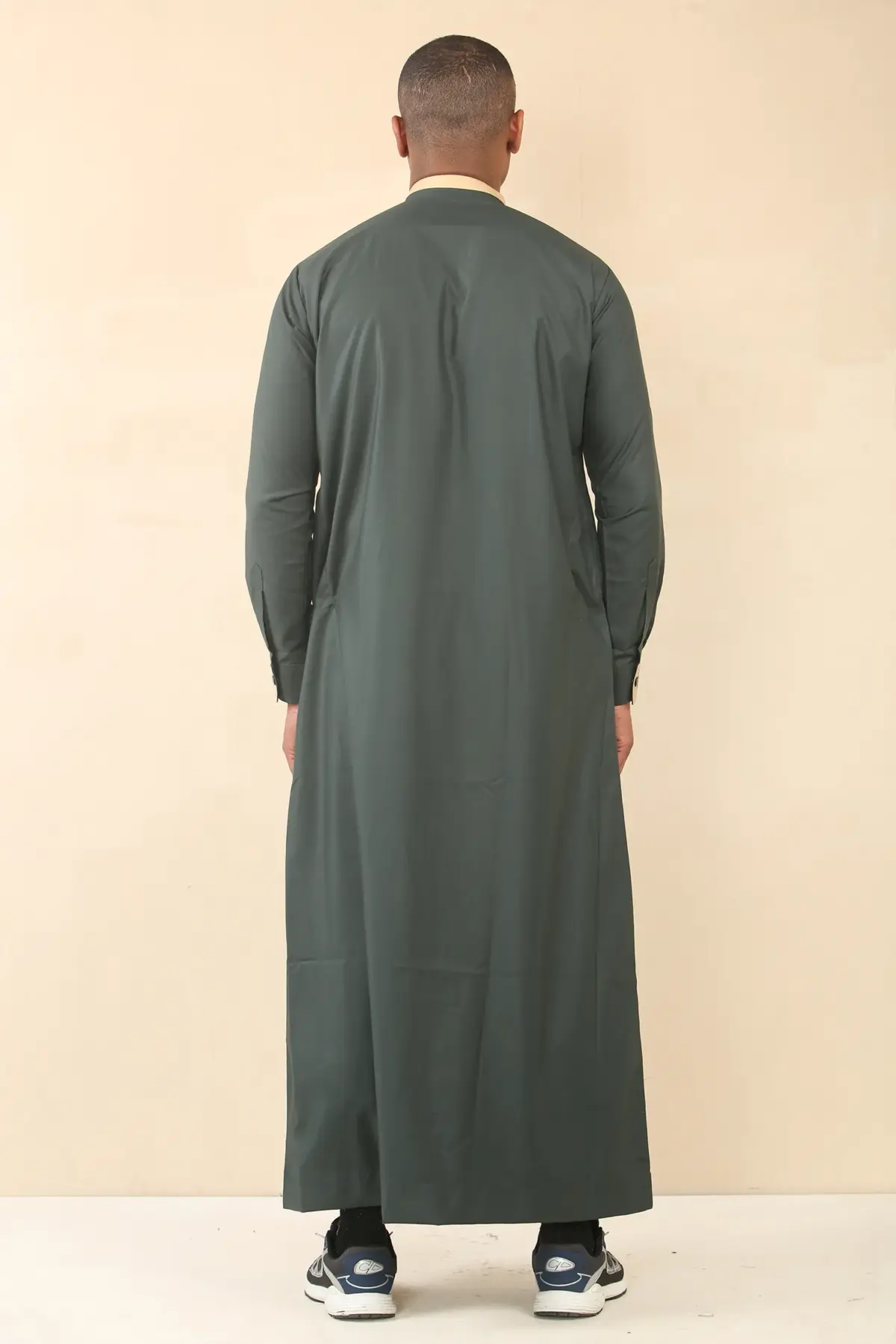 ED-200 - Men's Green Nehru Round Collar Embroidery Thobe - Image 7