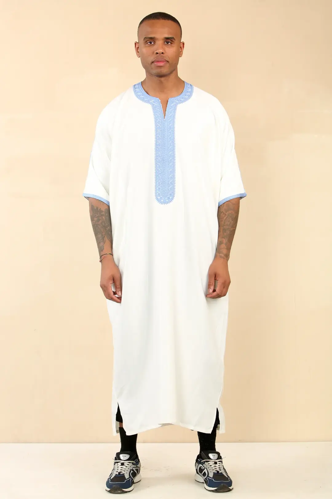 Thobez GG002 Mens White Moroccan Thobe Gandoura 2