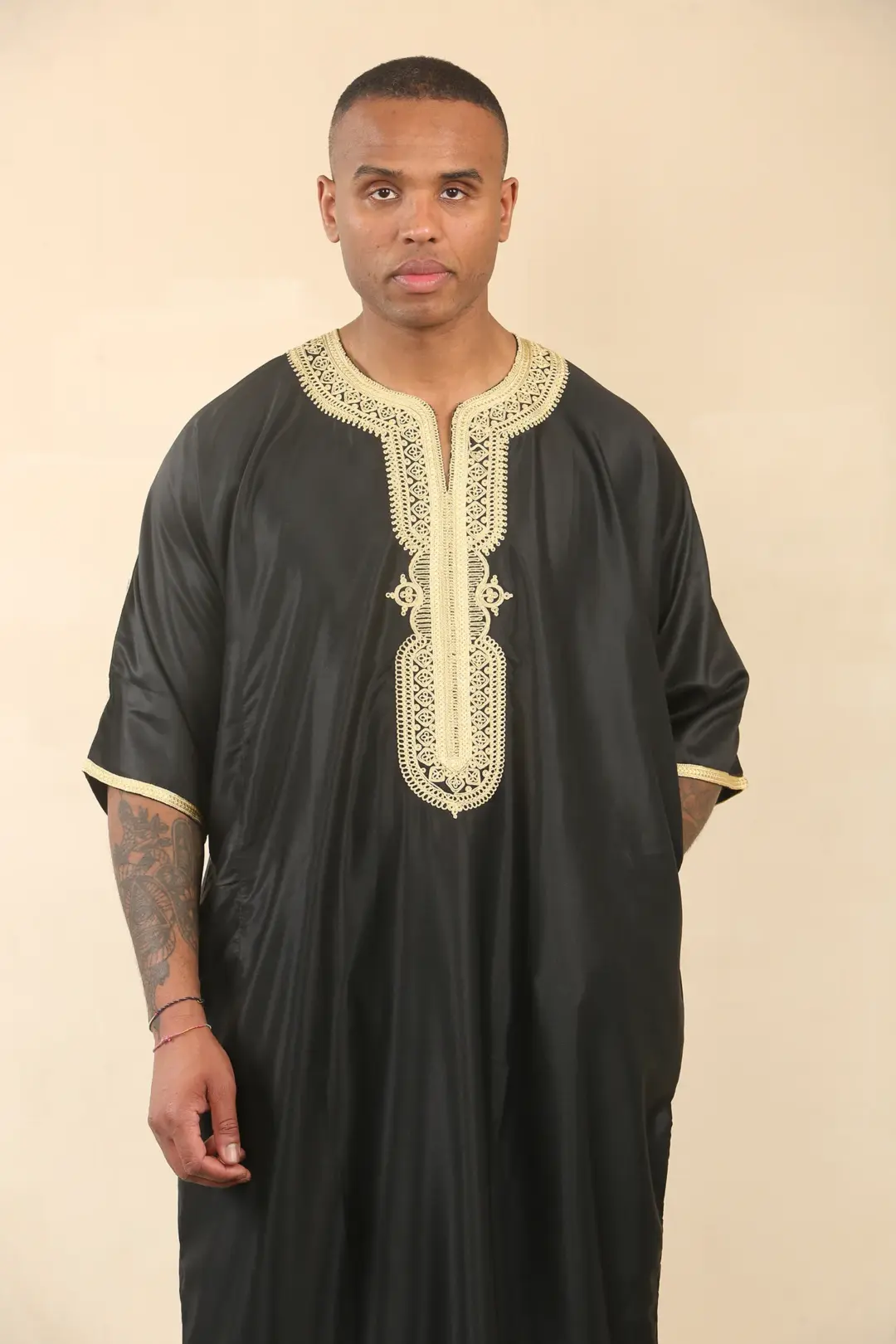 Thobez GG008 Mens Black Gold Moroccan Thobe Gandoura 2