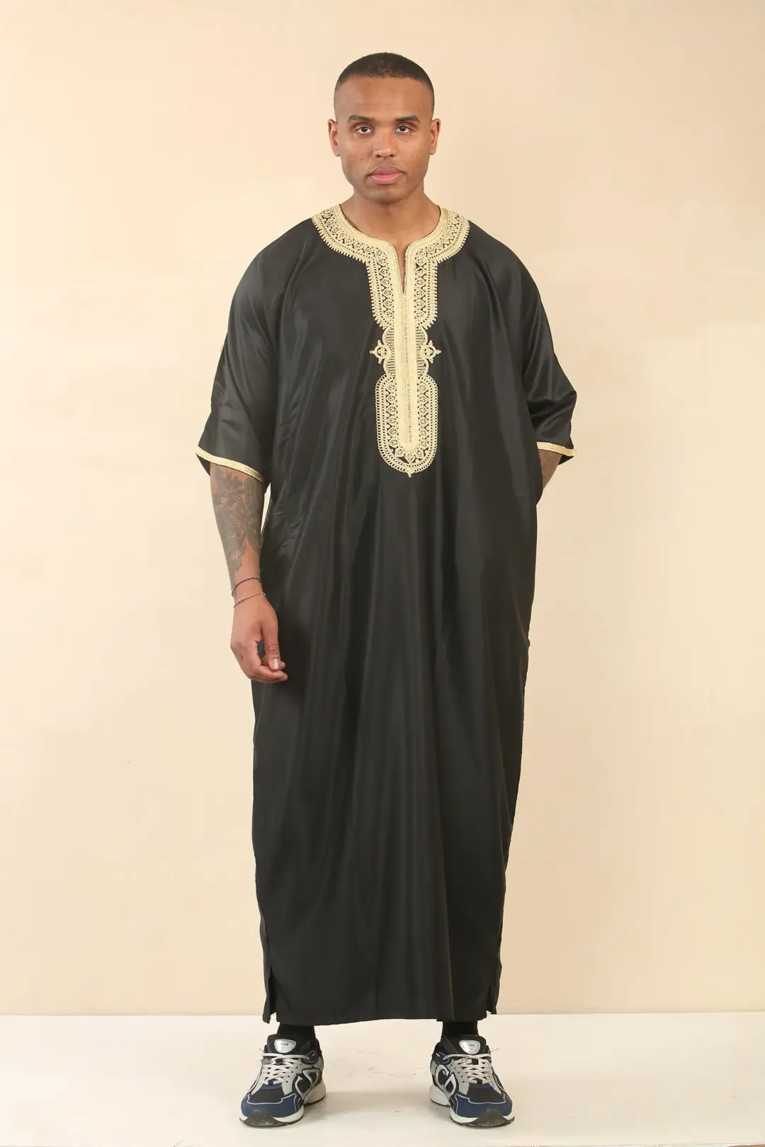 Thobez GG008 Mens Black Gold Moroccan Thobe Gandoura 3