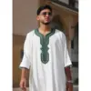 GG008 - Men's White Moroccan Thobe Short Sleeve Gandoura - Image 2