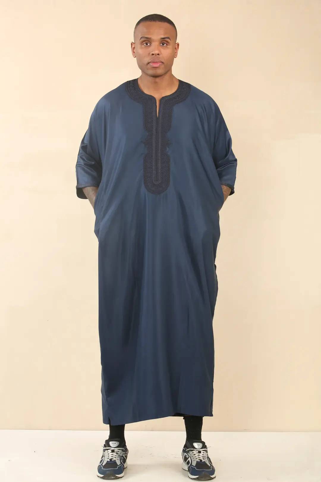 Thobez GG008 Mens Navy Moroccan Thobe Gandoura 1