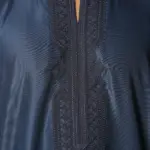 GG008 - Men's Navy Moroccan Thobe Short Sleeve Gandoura - Image 6