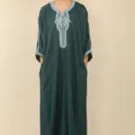 HM60 - Boys Green Moroccan Thobe Short Sleeve Embroidery Gandoura