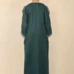 HM60 - Boys Green Moroccan Thobe Short Sleeve Embroidery Gandoura - Image 3